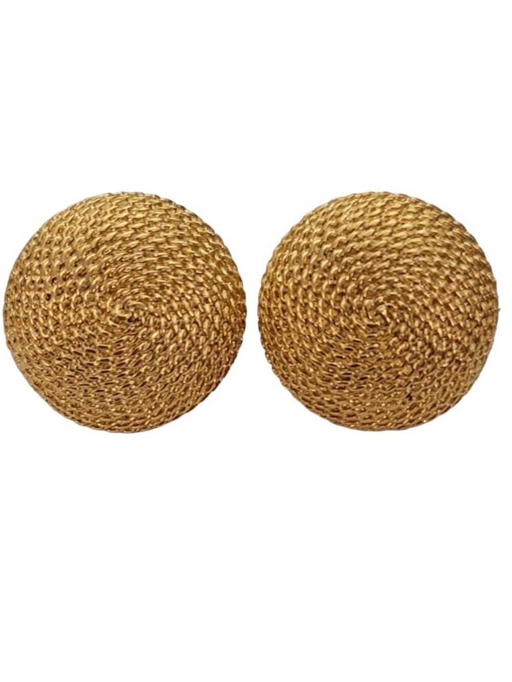 Napier Gold Tone Round Rope Texture Clip On Earrings, Signed E307